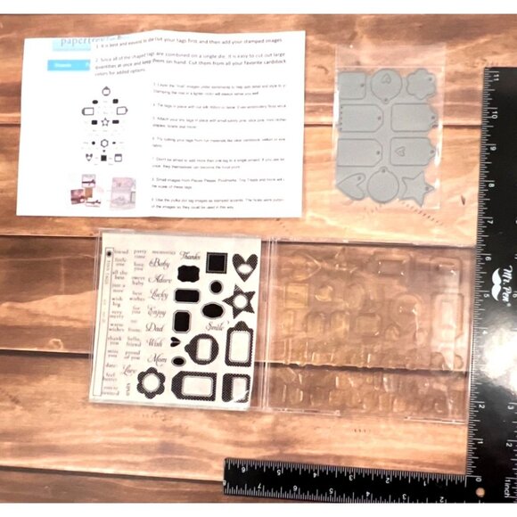 Clear Stamp Set With Dies For Card Making & Scrapbooking - Sentiments & Frames - Picture 3 of 9